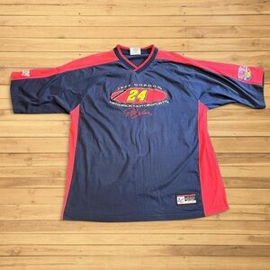 Vintage Jeff Gordon #24 Blue and Red Embroidered V Neck Shirt XL Dupont